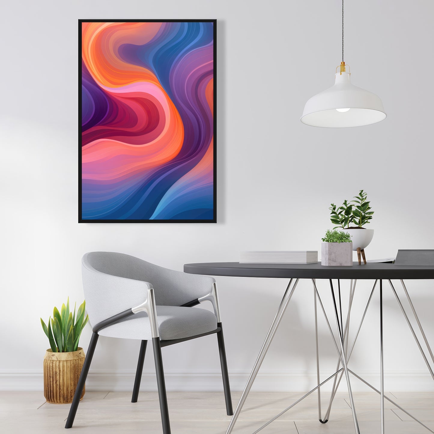 Purple Haze - Blue Framed Canvas Art for Home Decor