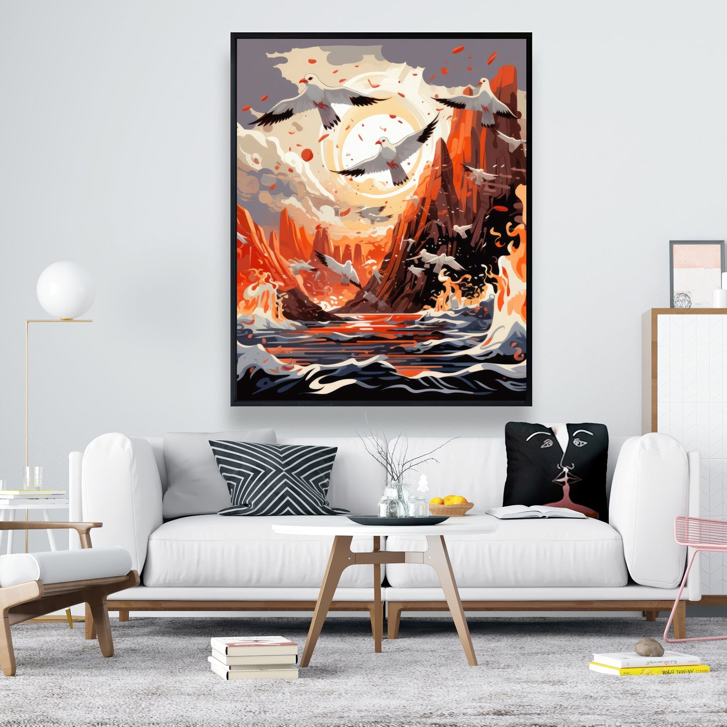 The Escape - Blue Framed Canvas Home Decor Art Piece