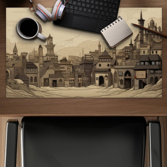 Desert Town - White Gaming Mat for Stylish Home Decor