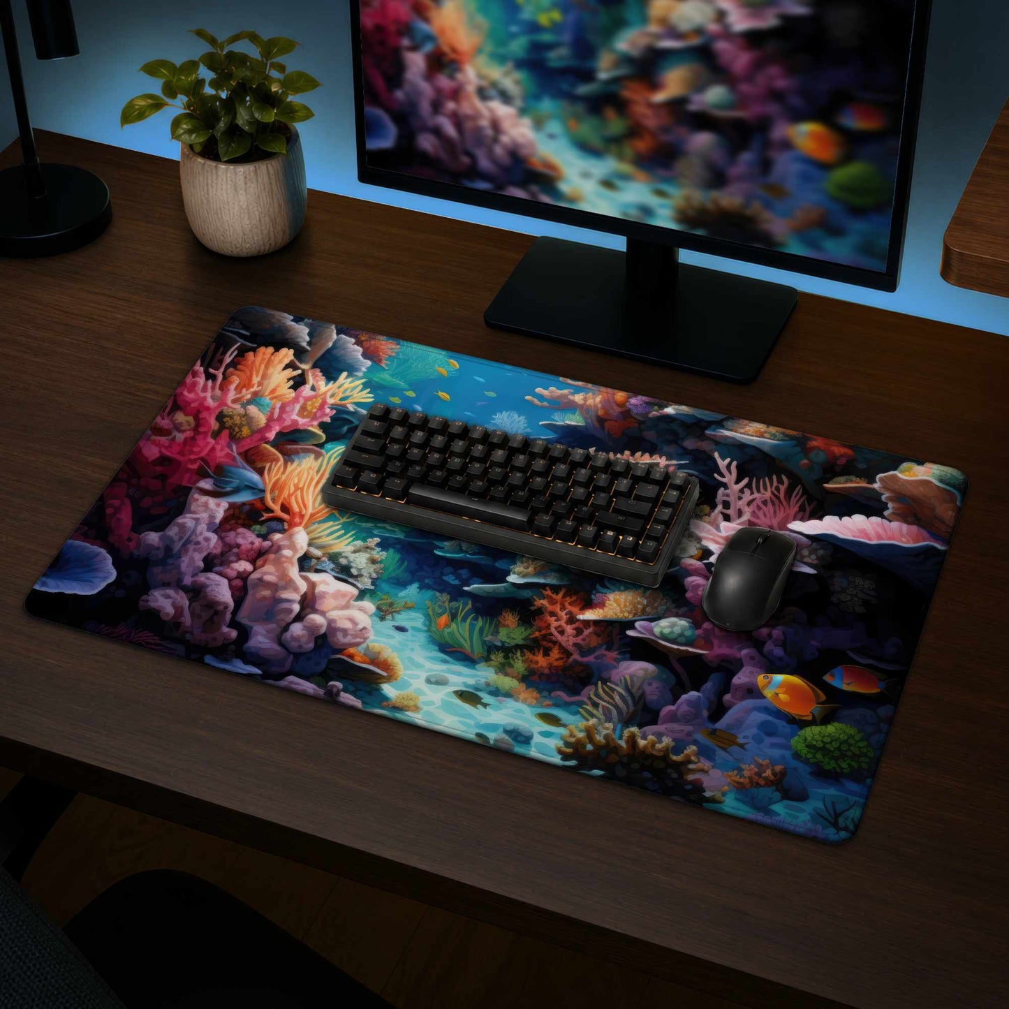 Coral Desk Mat - Stylish Home Decor Desk Pad for Office