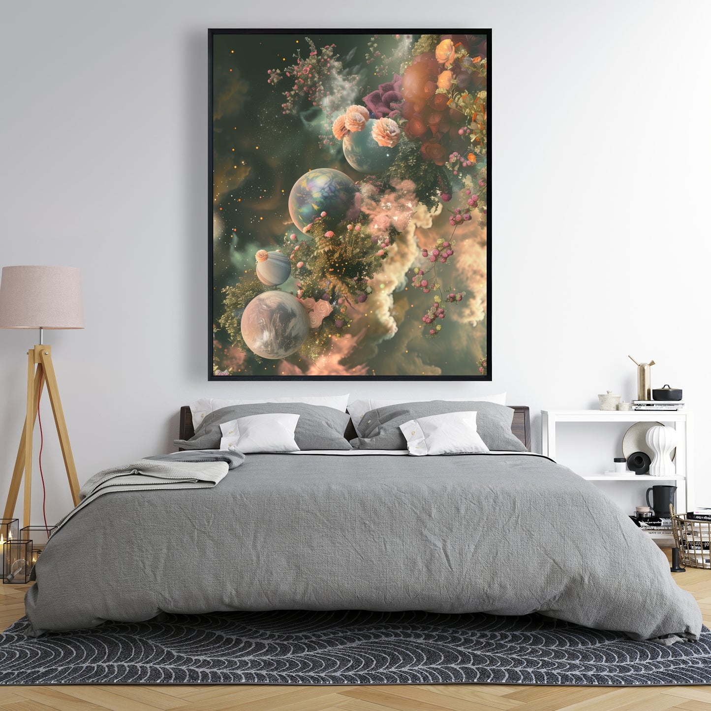 Bloom space - Framed Canvas - Print on demand