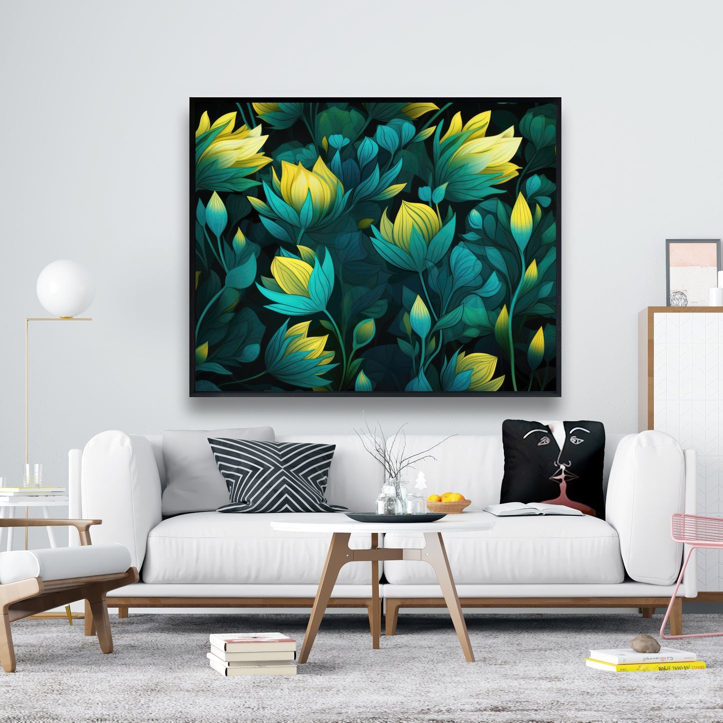 Intense Bloom - Yellow Framed Canvas for Home Decor