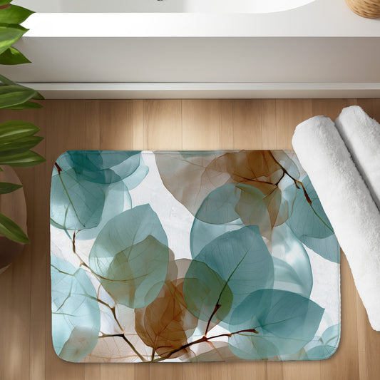 Translucent Leaves Bath Mat - Stylish White Home Decor
