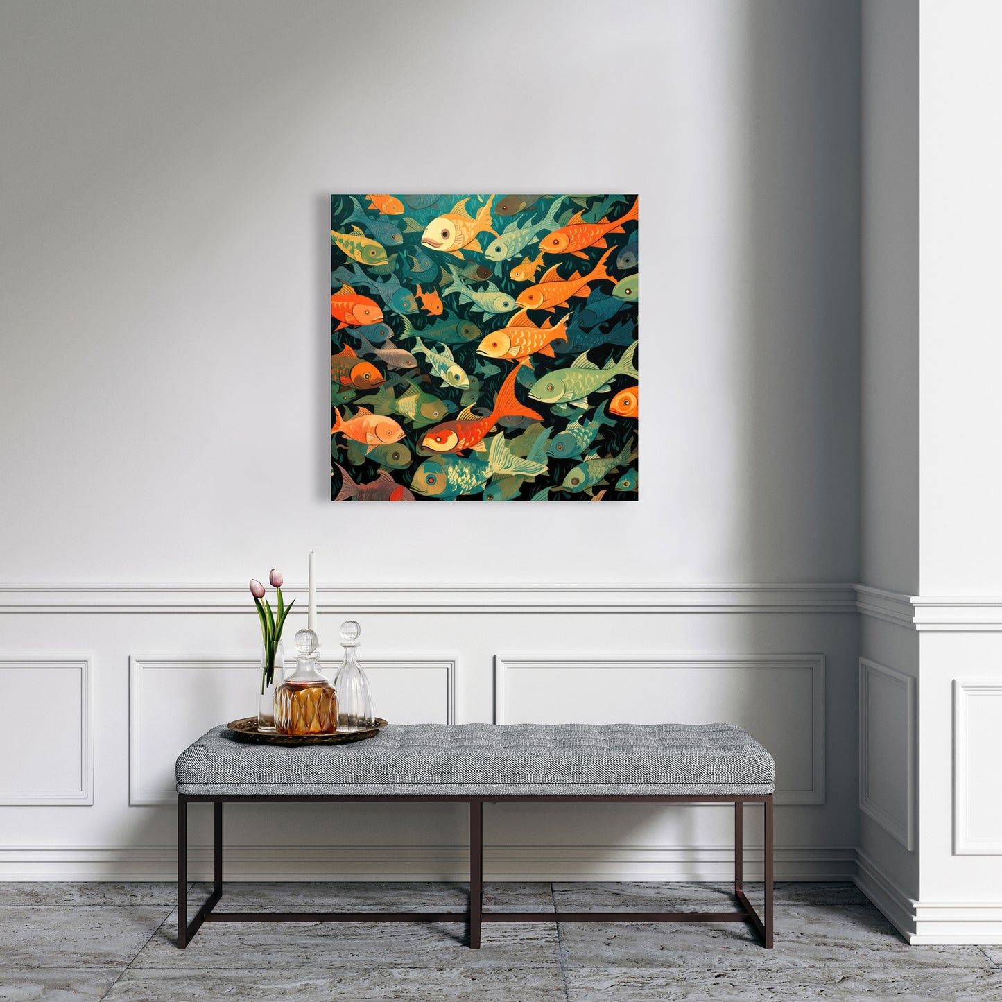 Simple Fishes - Orange Canvas Home Decor for Vibrant Spaces