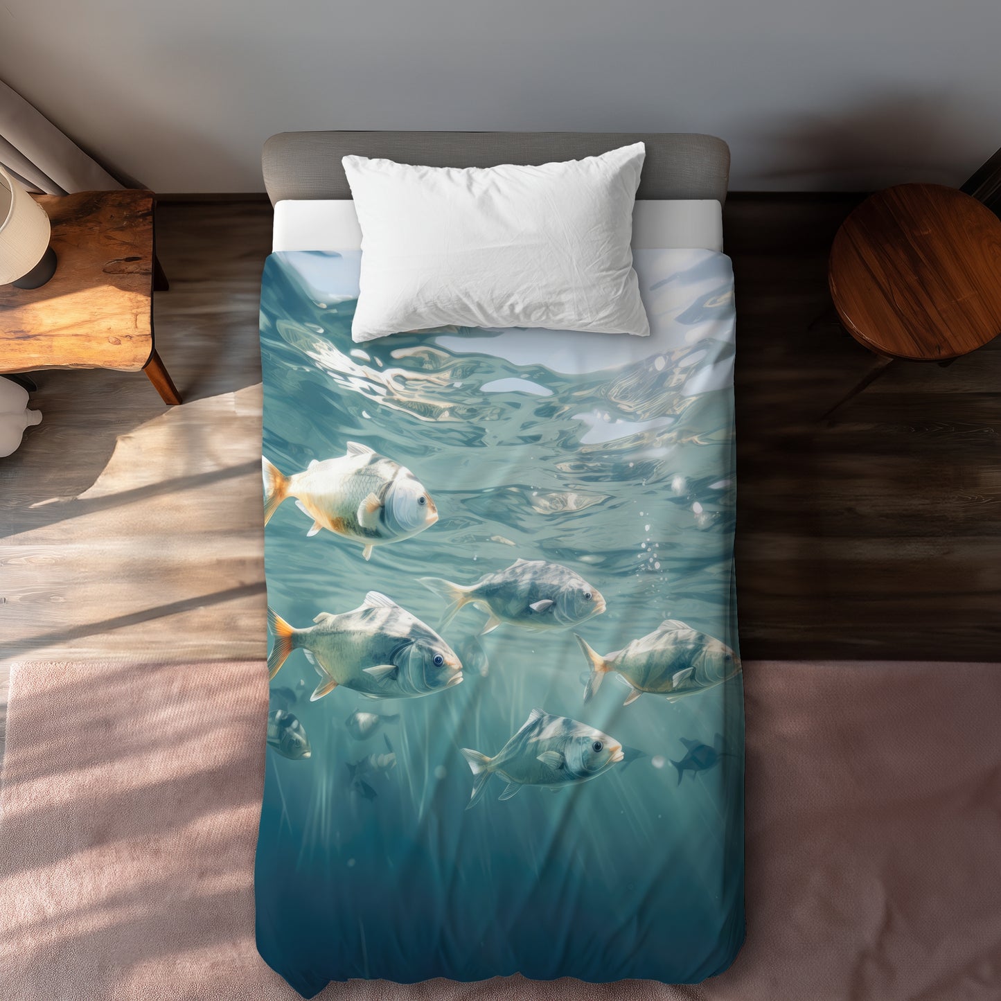 Swimming peacefully White Duvet Cover | Home Decor Essentials