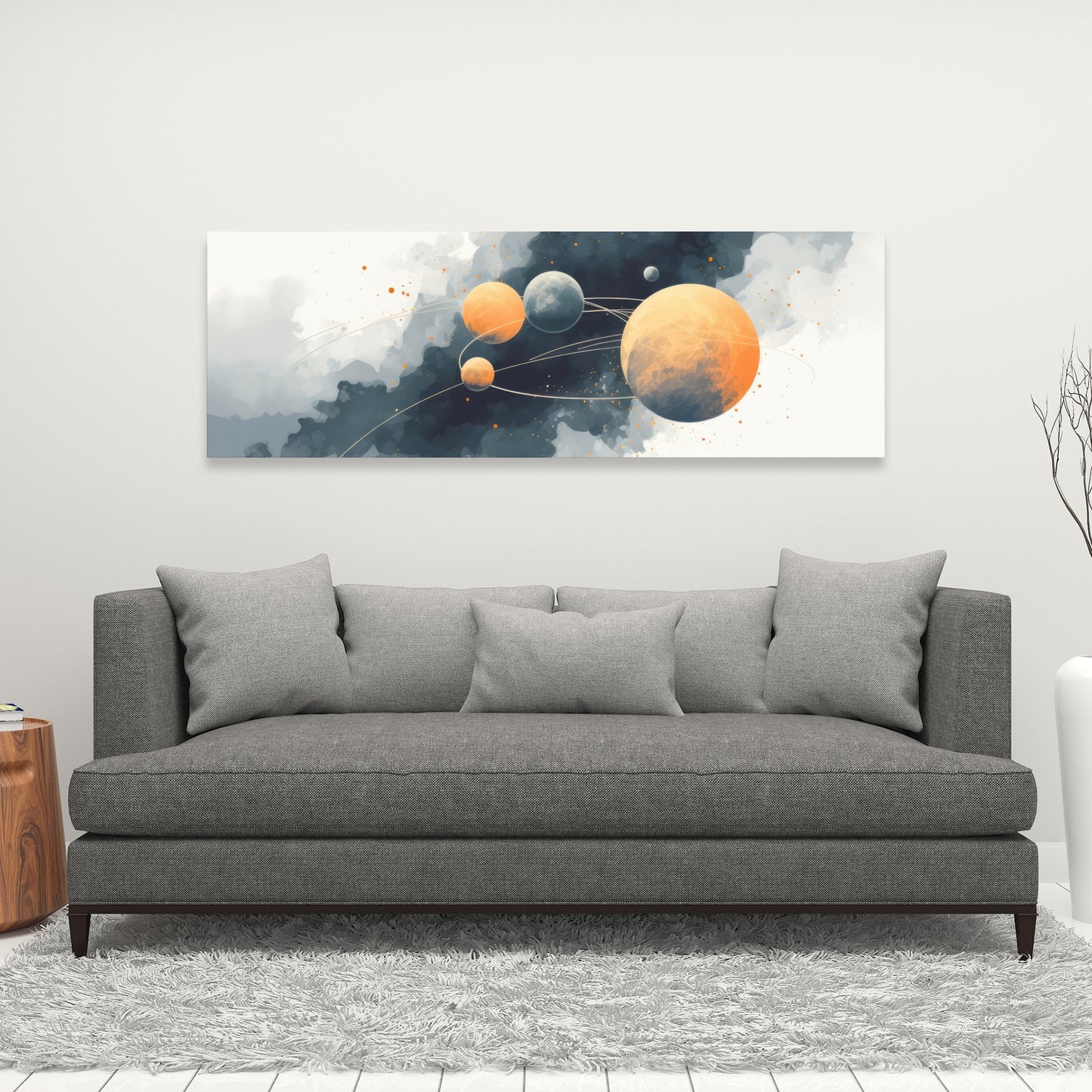 Circle of Planets - White Canvas Home Decor Wall Art