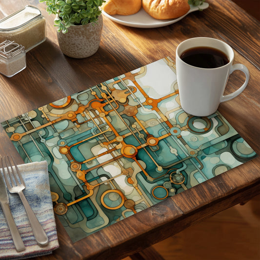 Turns and bends Orange Polyester Placemat | Home Decor