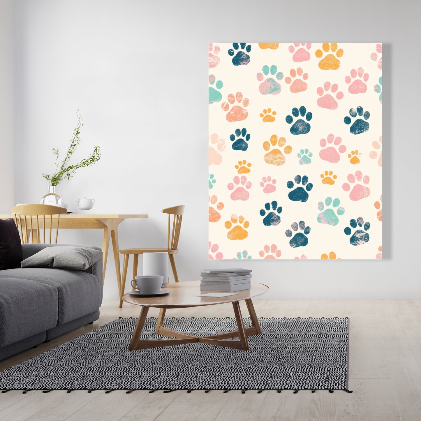 Cute Paws - Blue Canvas Wall Art for Home Decor