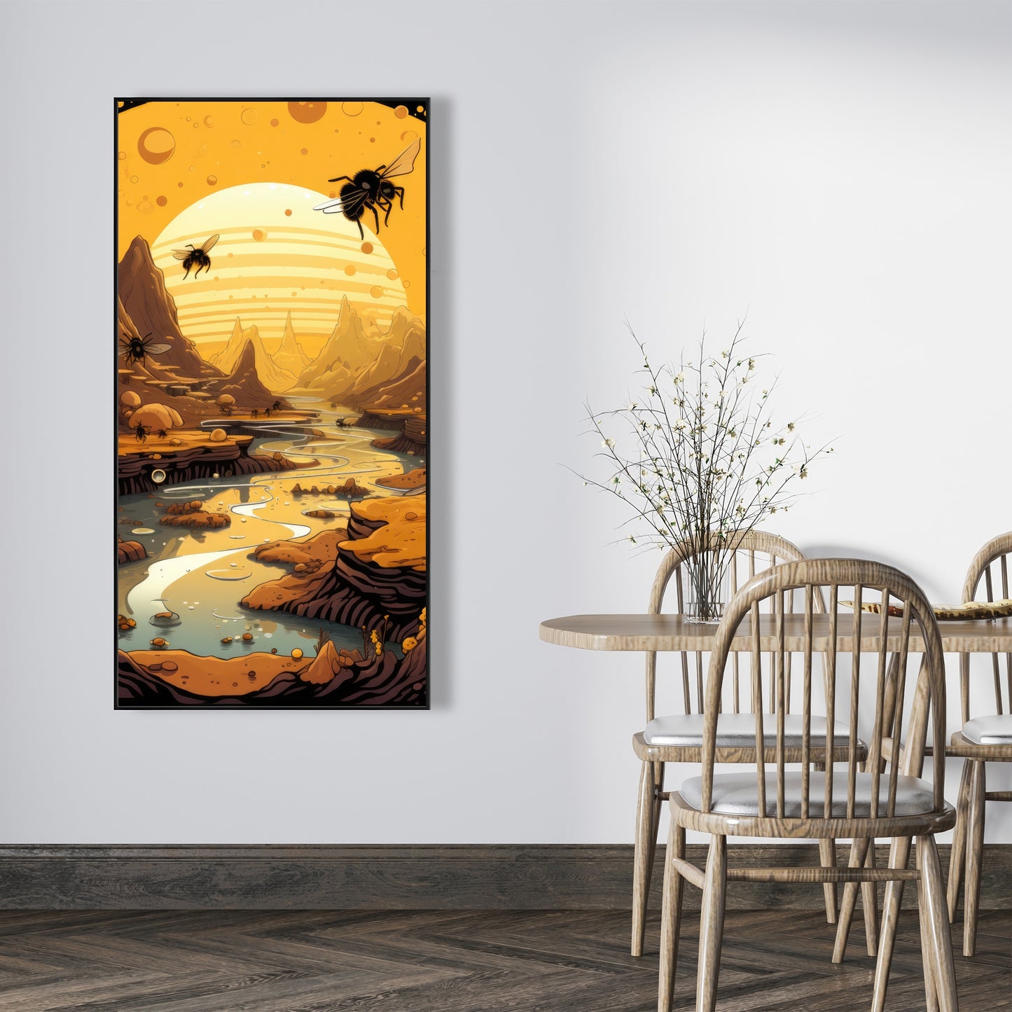 Hive Mind - Black Framed Canvas Art for Home Decor