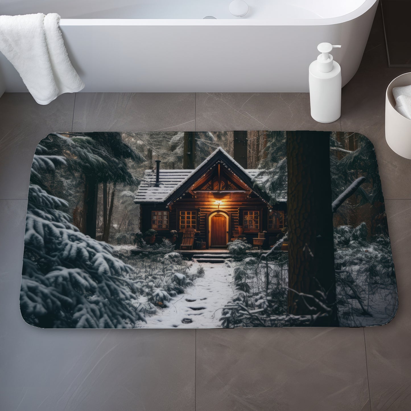 The lone cabin - 17"x24" Bath mat