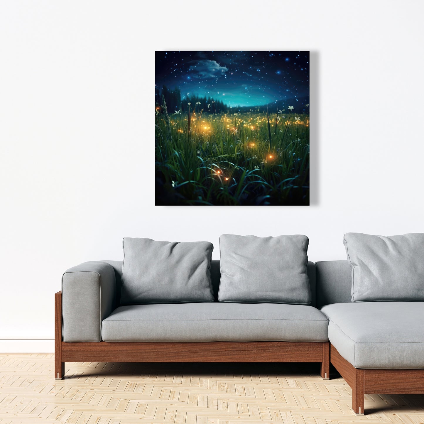 Fireflies at night - 32"x32" Canvas