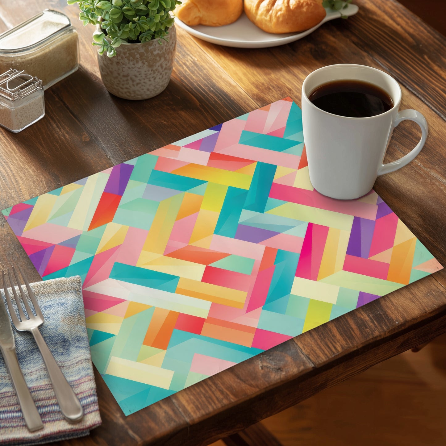 Stripe Harmony Orange Polyester Placemat - Home Decor Essentials