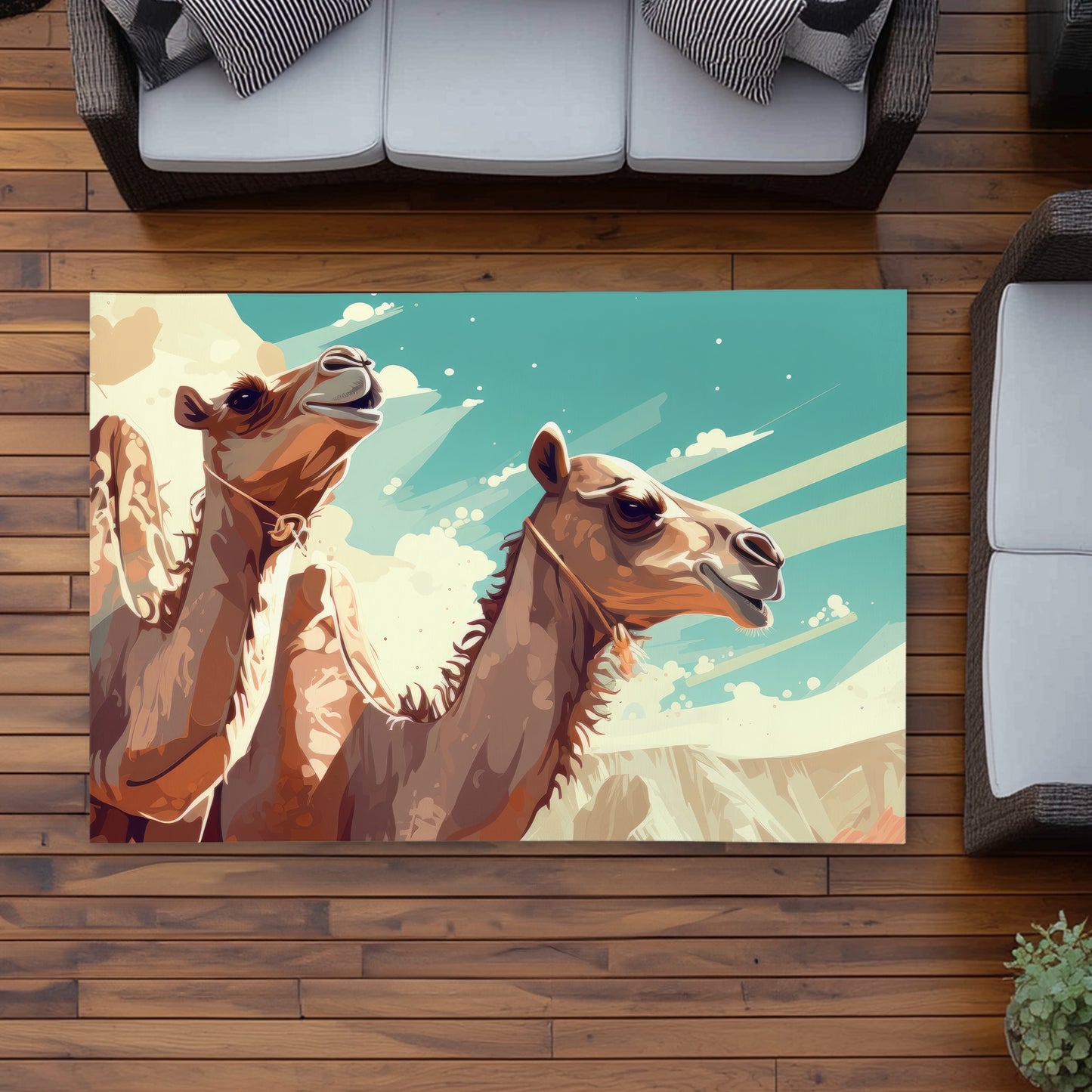 Two Camels Turquoise Outdoor Area Rug | Home Decor Essentials
