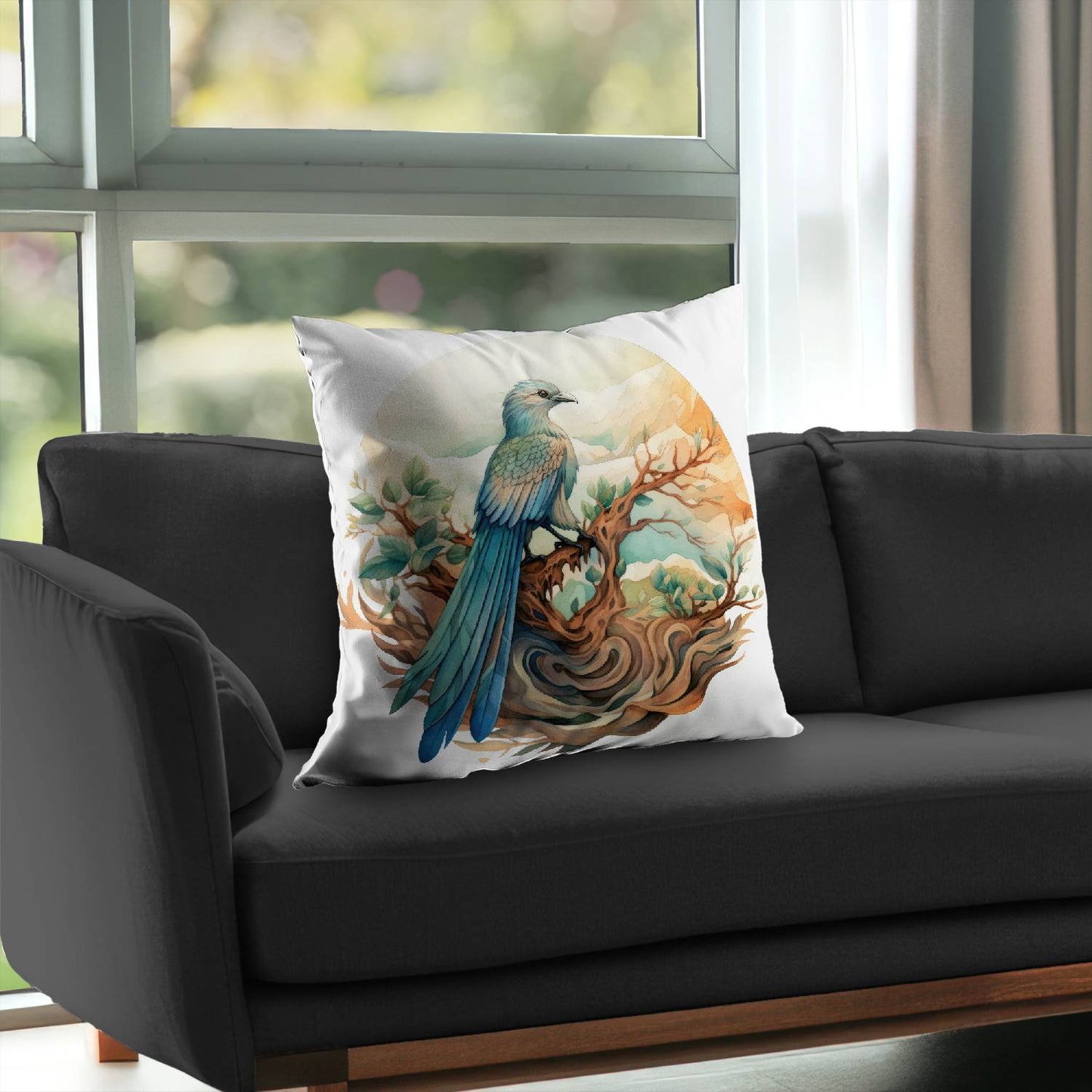 Perched Orange Poly Twill Throw Pillow Insert for Home Decor
