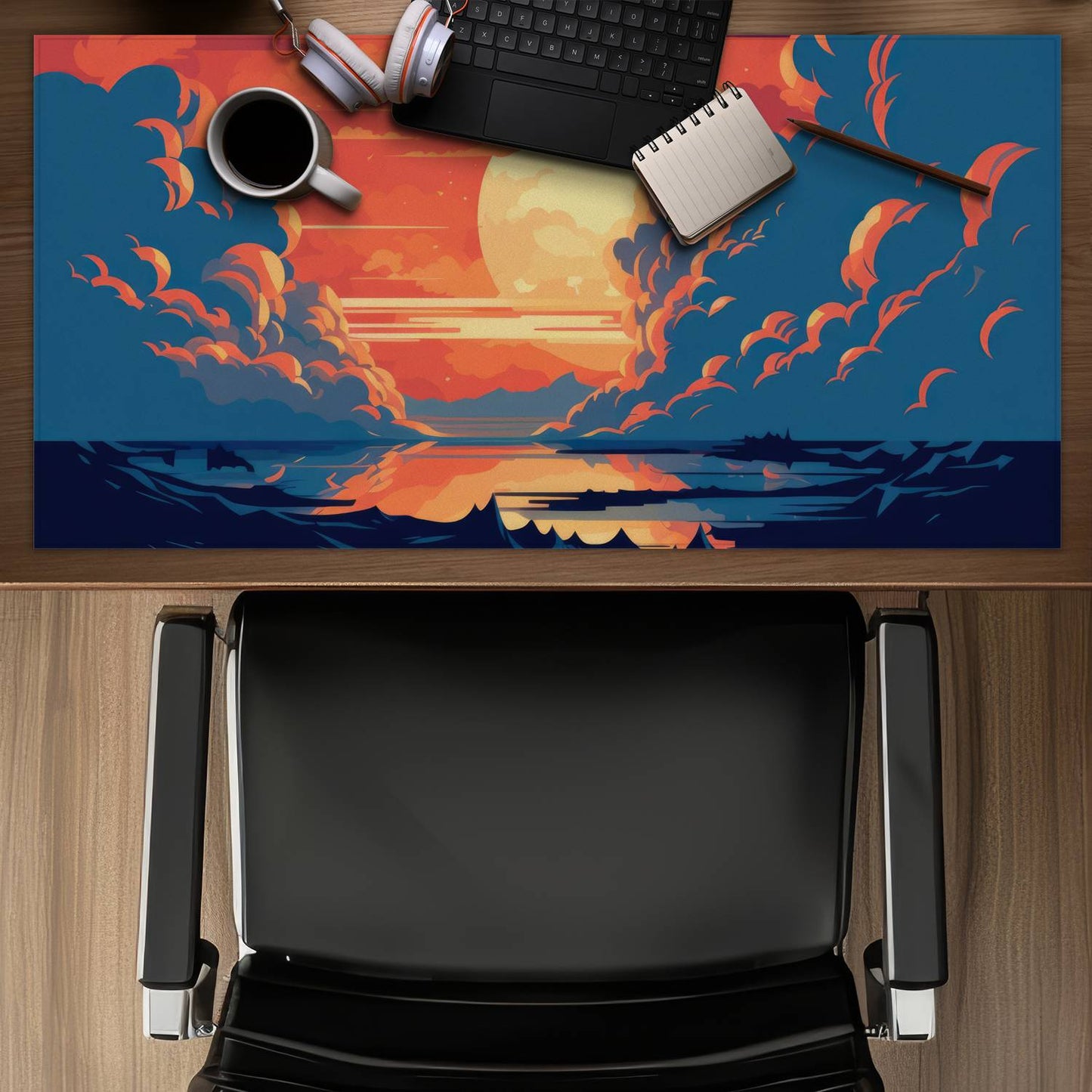 Orange and blue - Desk Mat