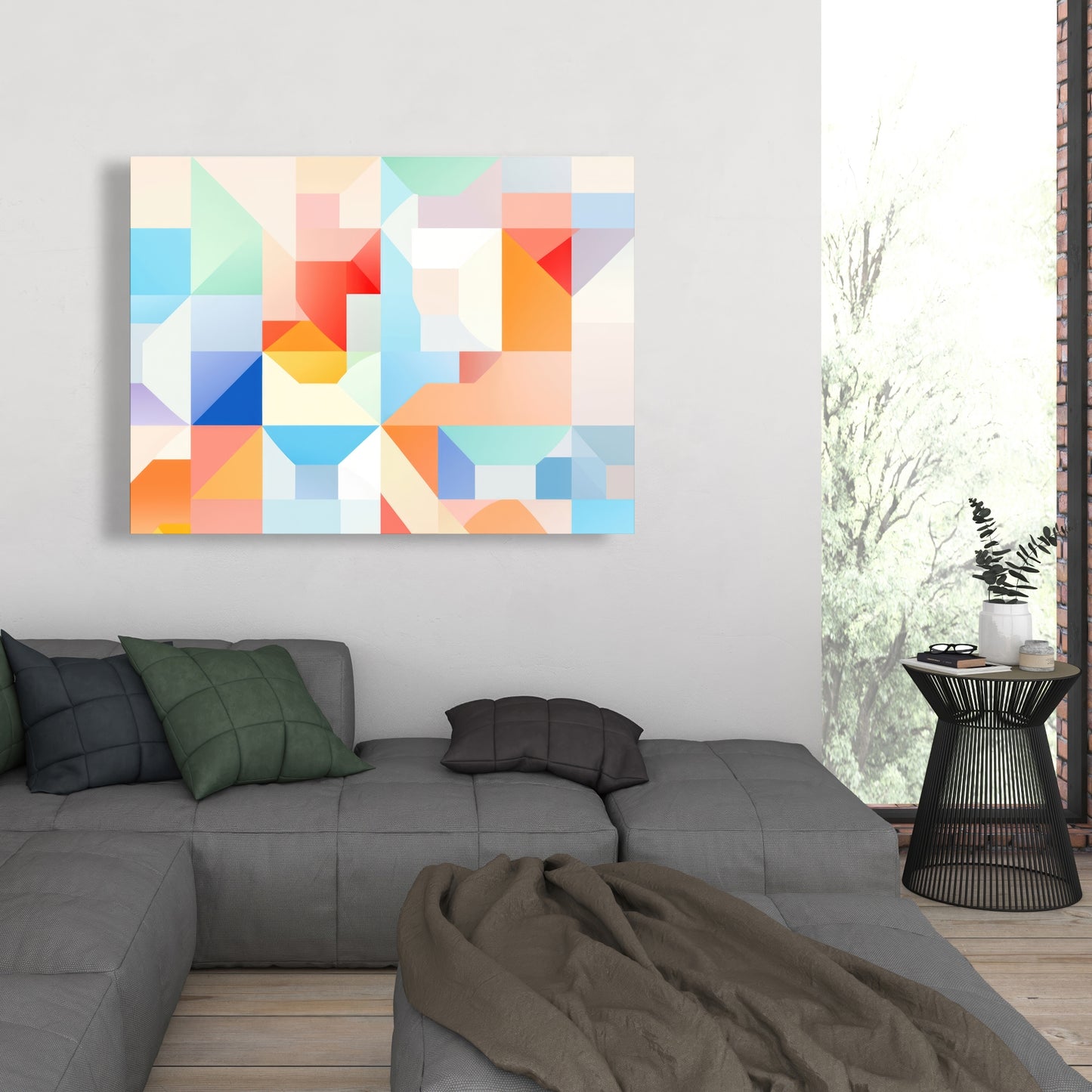 Geometric Cadence - Orange Canvas Art for Home Decor