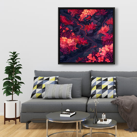 Burning plants - 36"x36" Framed canvas