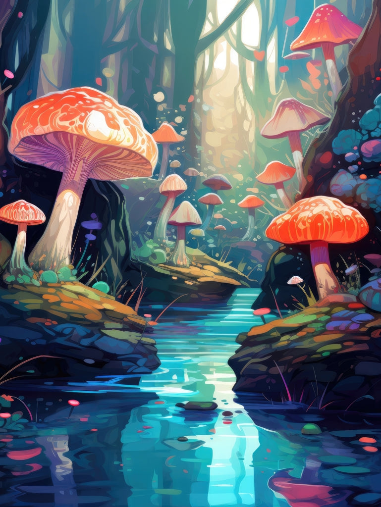 Whimsical forest - Framed Canvas - Print on demand