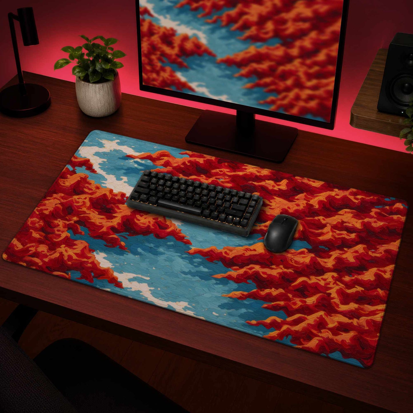 Red Mounds Gaming Mat - Stylish Home Decor for Gamers