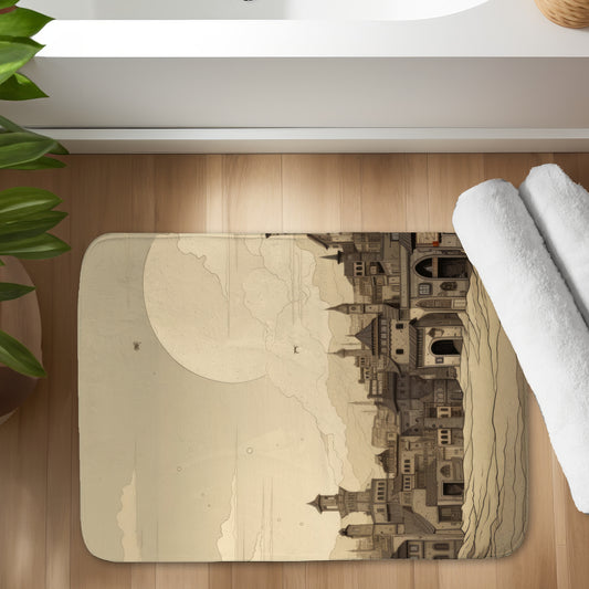 Desert town Beige Bath Mat | Stylish Home Decor Essential