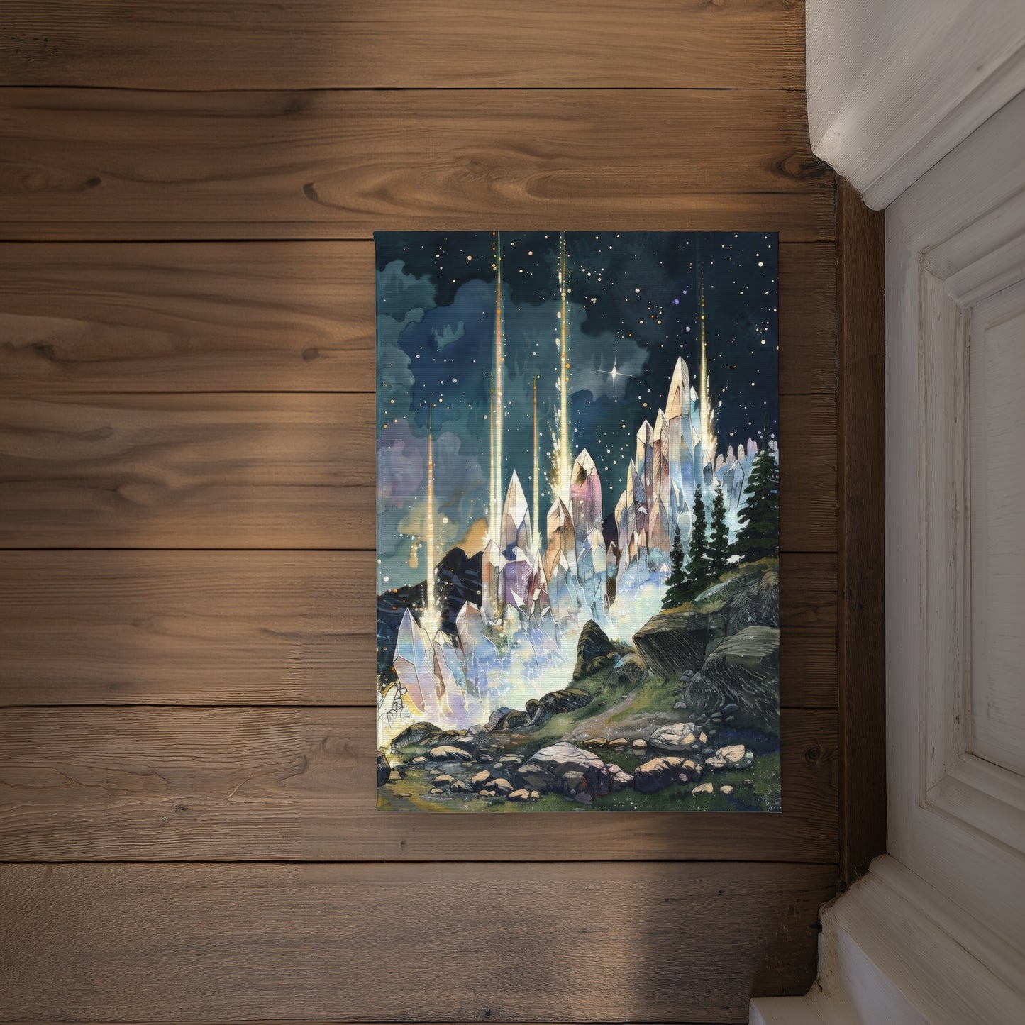 Magical Beams Purple Indoor Outdoor Door Mat - Home Decor