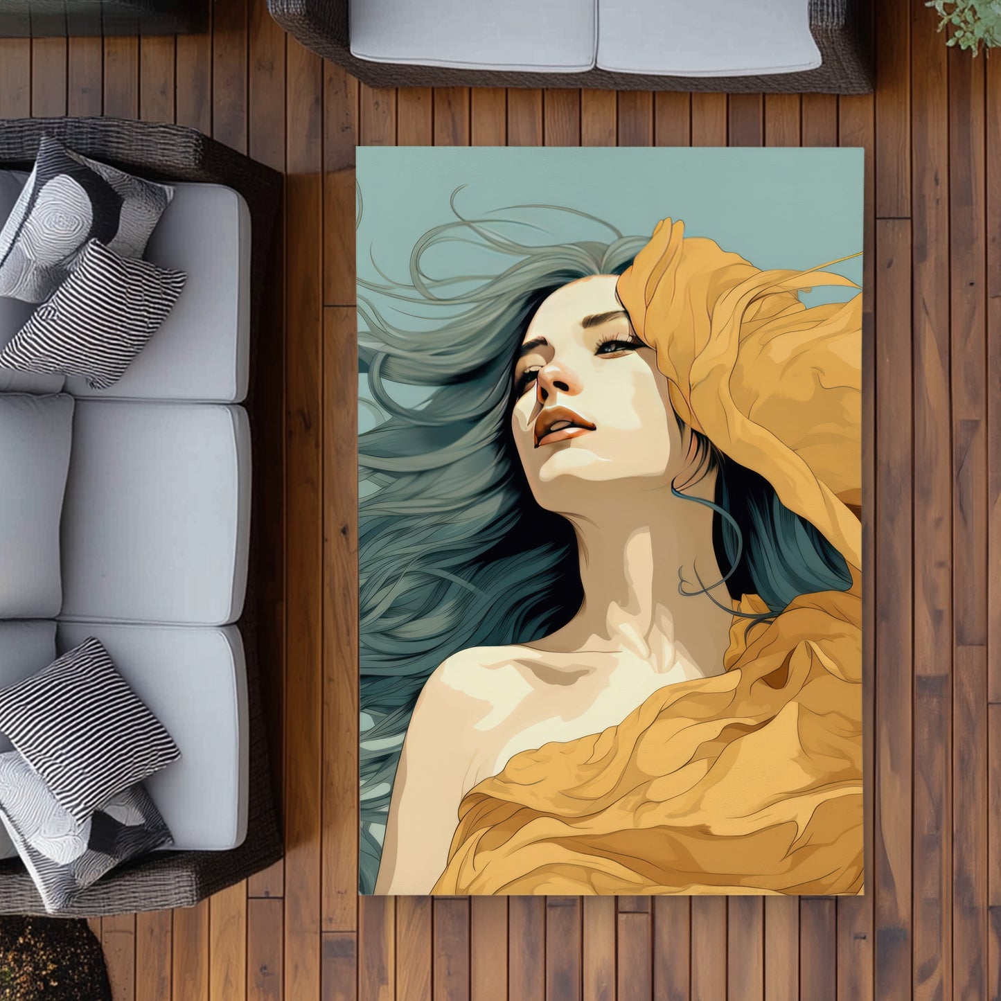 Sensual Flow Beige Outdoor Area Rug | Elegant Home Decor