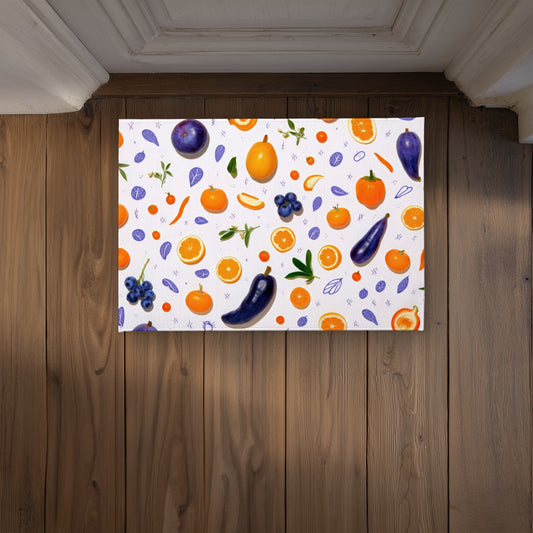 Paillasson d'intérieur et d'extérieur orange et violet - Décoration d'intérieur