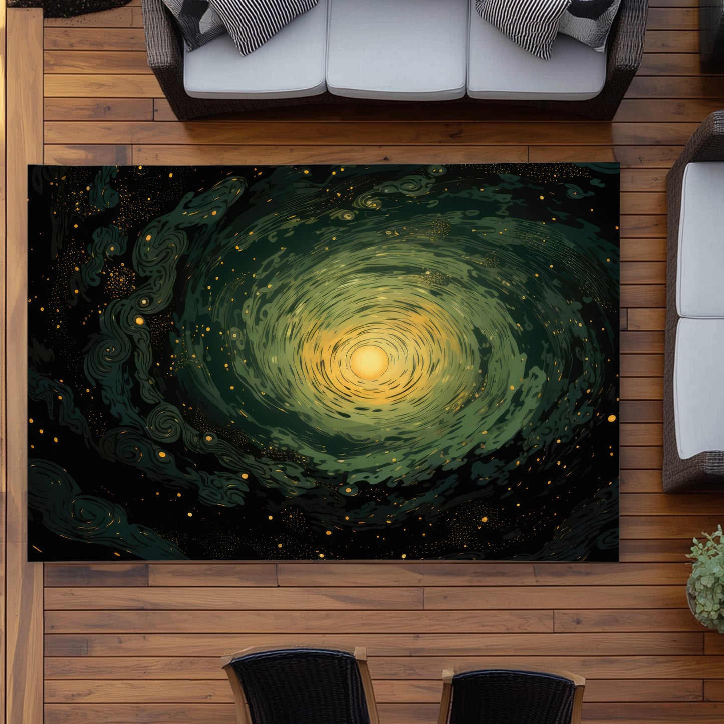 Swirling gases - Green Outdoor Area Rug for Home Decor