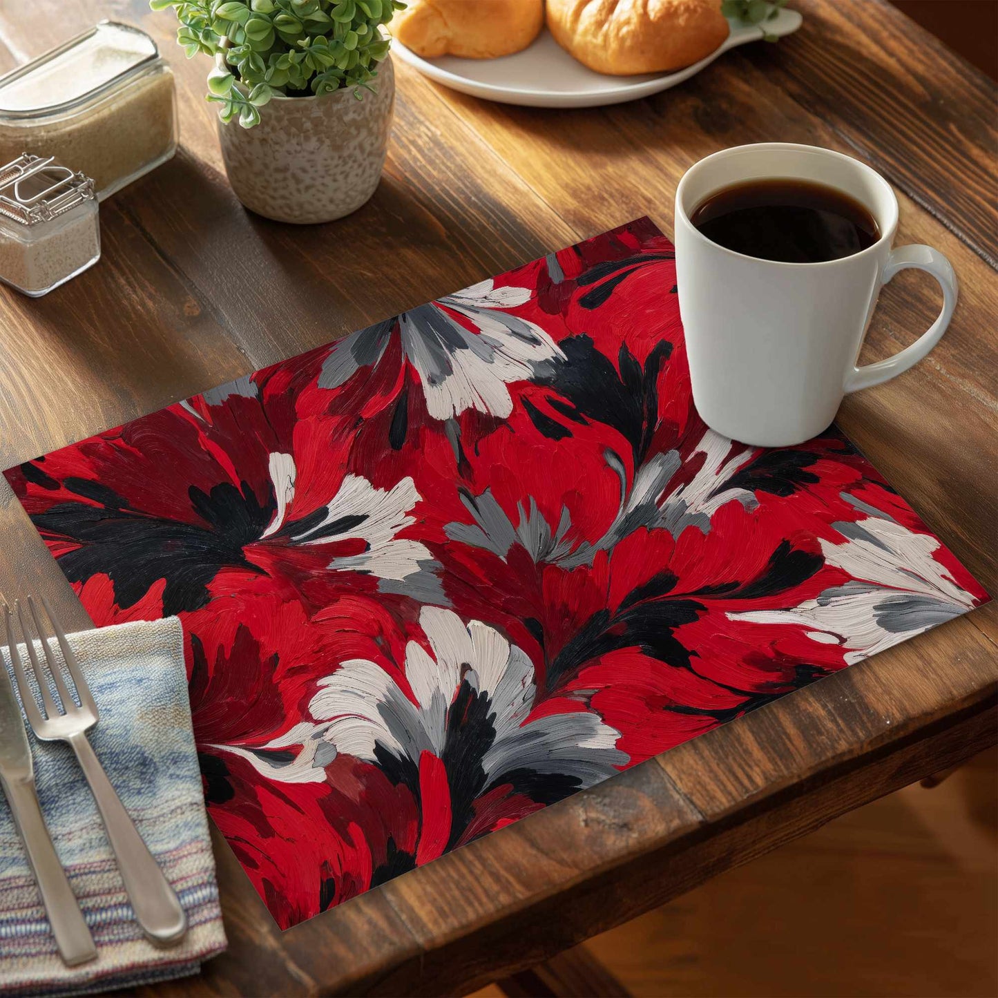 Red Flow Polyester Placemat | Stylish Home Decor Accent