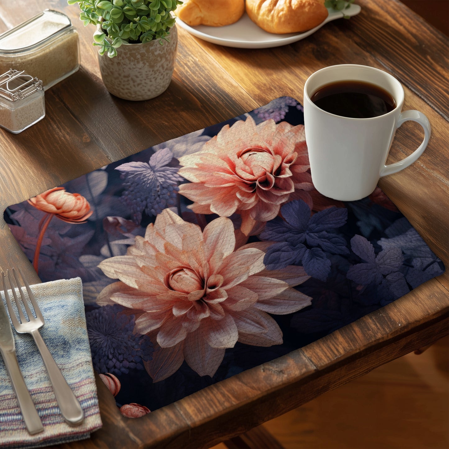 Pink and Purple Gray Braided Polyester Placemat | Home Decor