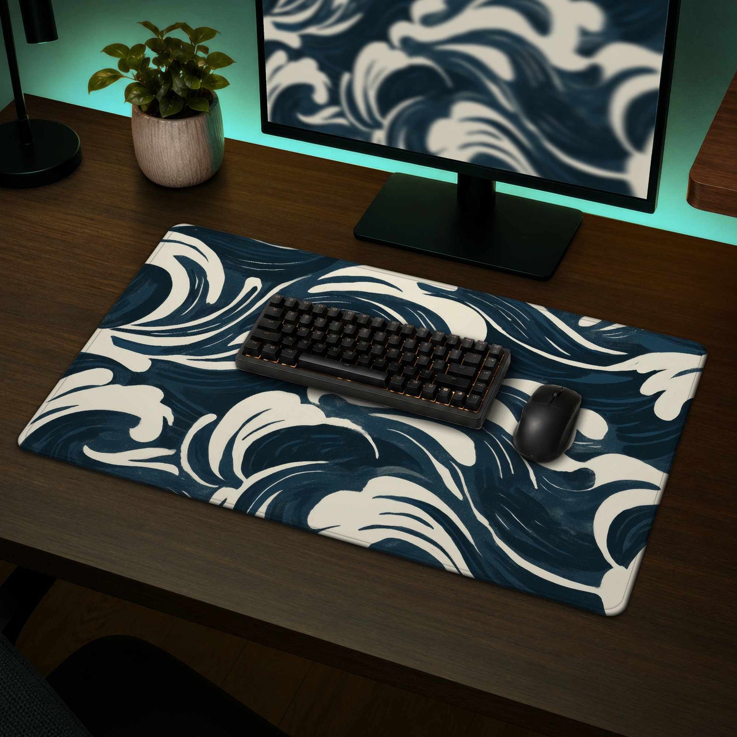 Midnight Ocean Flow Desk Mat | Stylish Home Decor Accessory