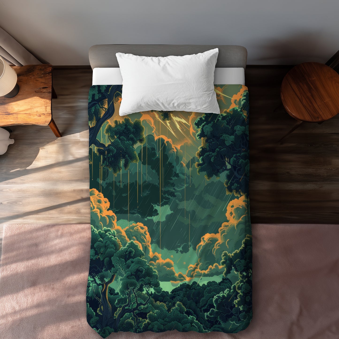 Drops Green Duvet Cover - Eco-Friendly Home Decor Solution