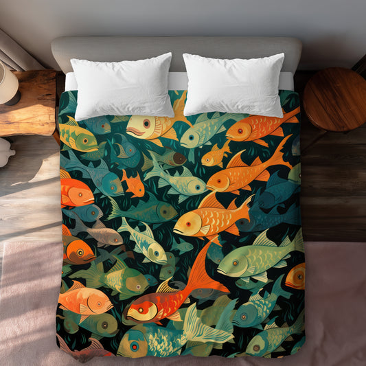 Simple Fishes Green Duvet Cover | Home Decor Essentials