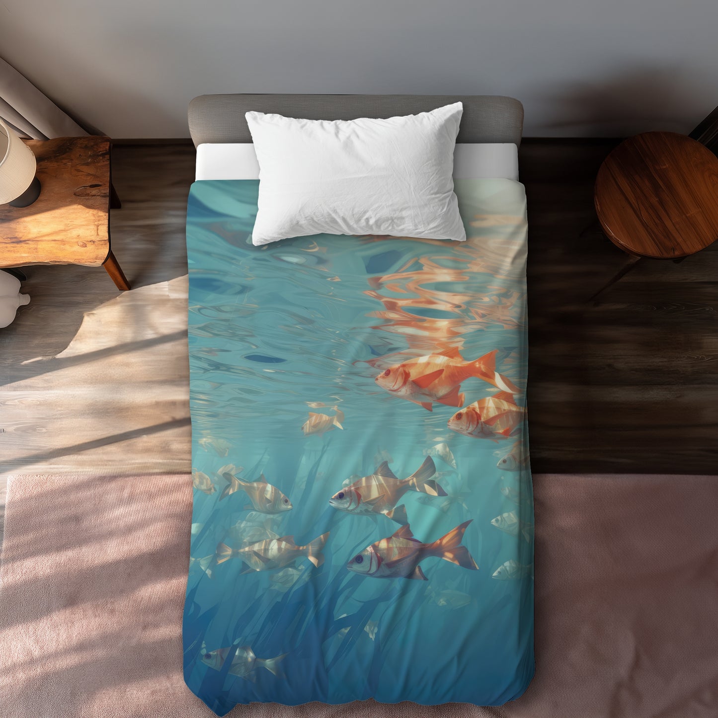 Surface tension Turquoise duvet cover | Stylish home decor