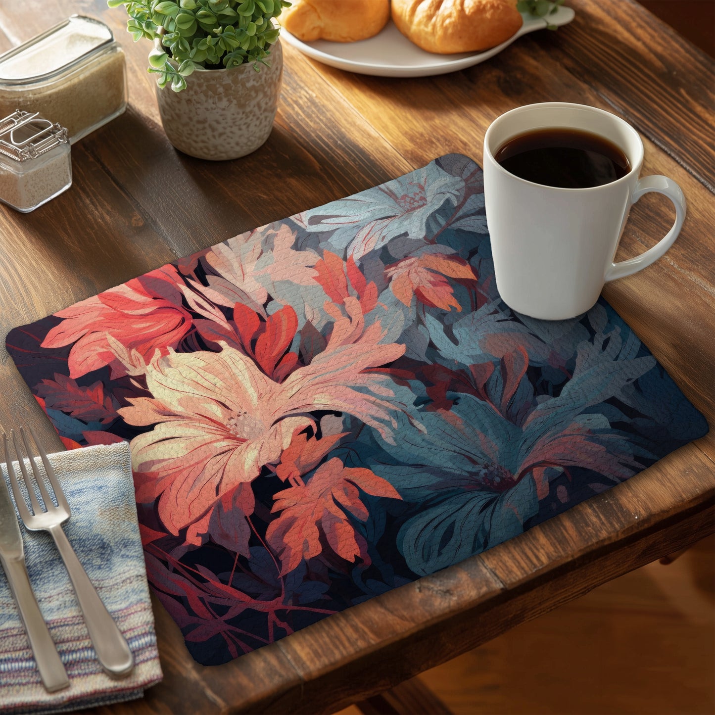Silent charm - Gray Braided Polyester Placemat for Home Decor