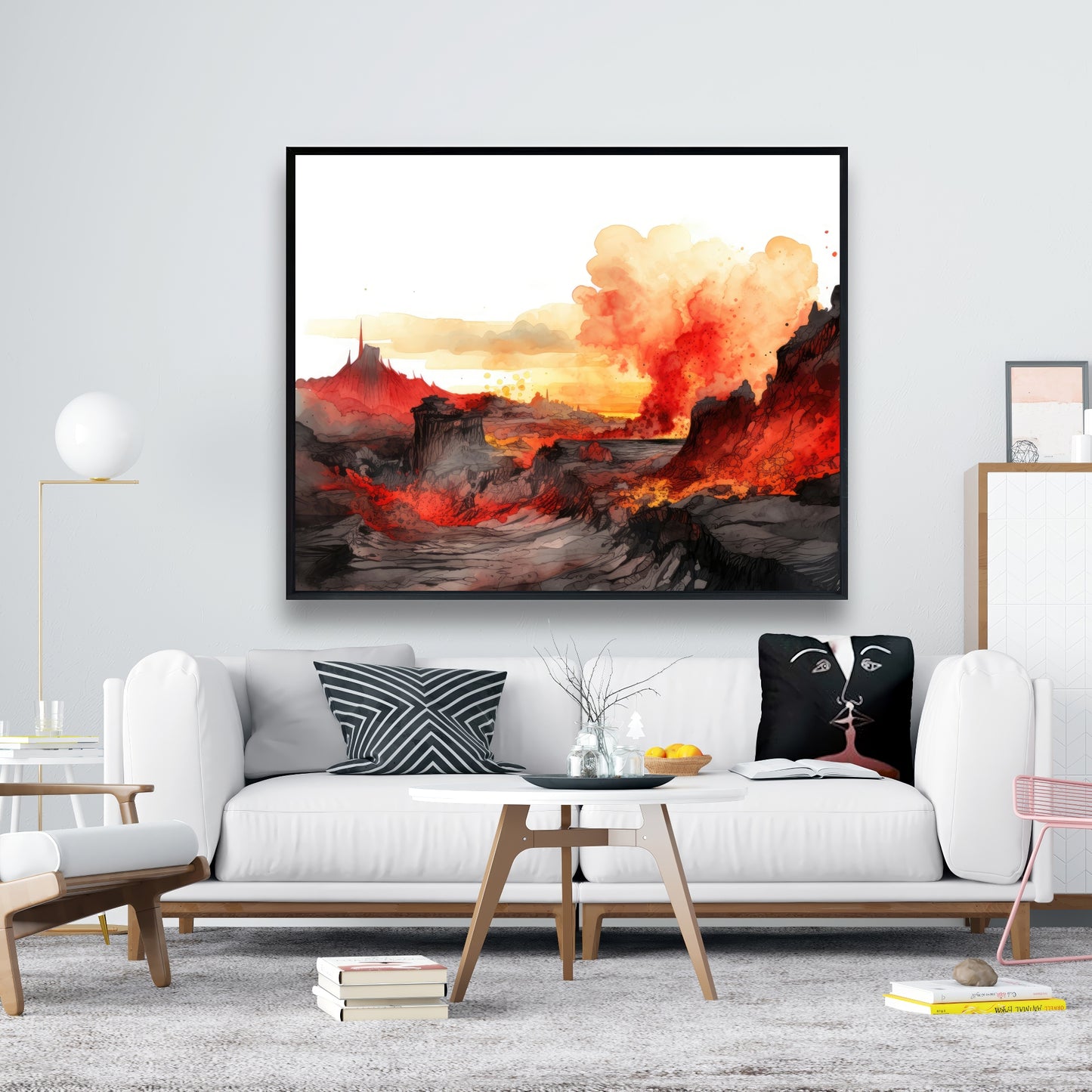 Minimalist Flow - White Framed Canvas for Home Decor