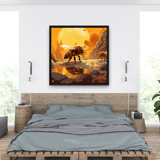 Bee world - 36"x36" Framed canvas