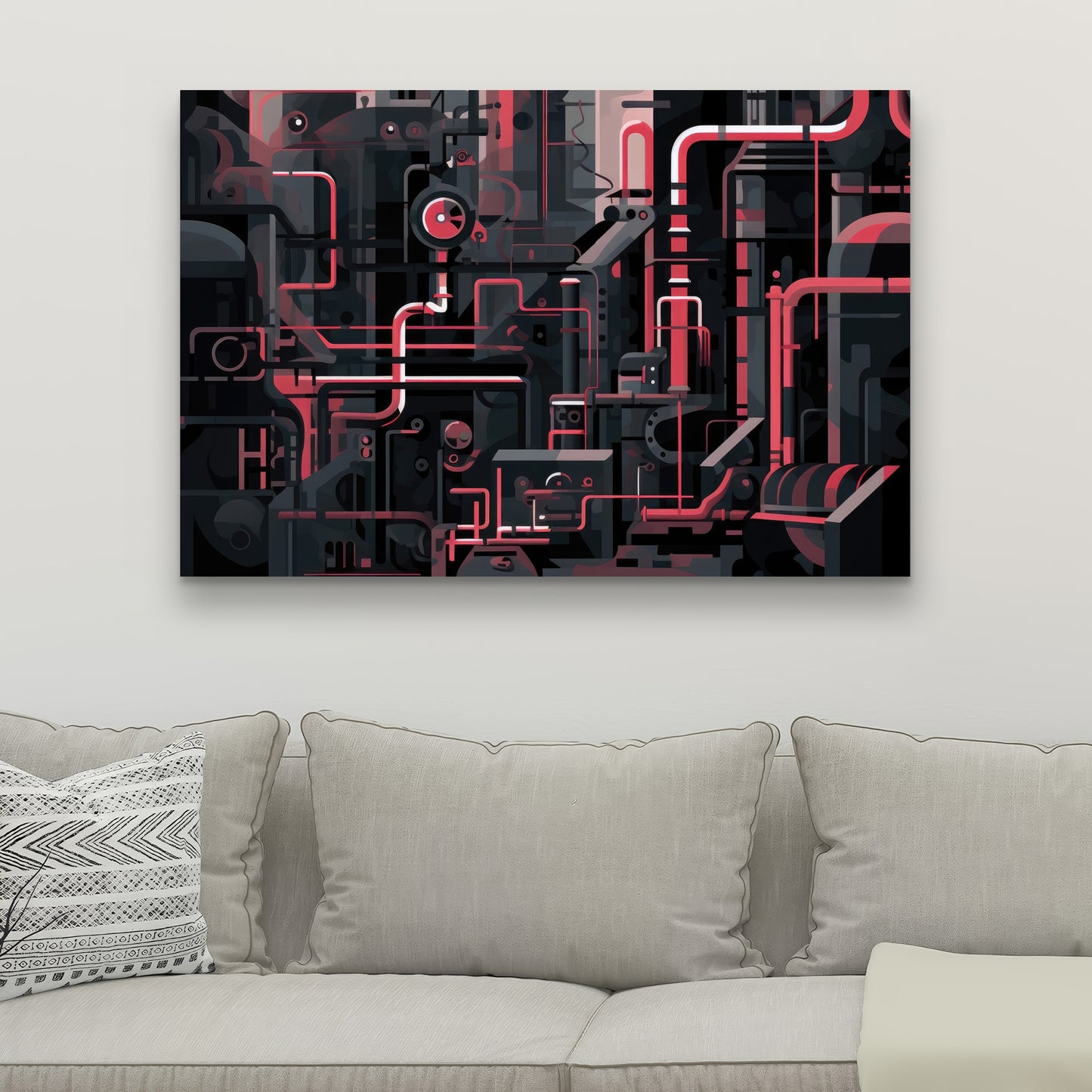 Industrial Empire - Red Canvas Art for Home Decor
