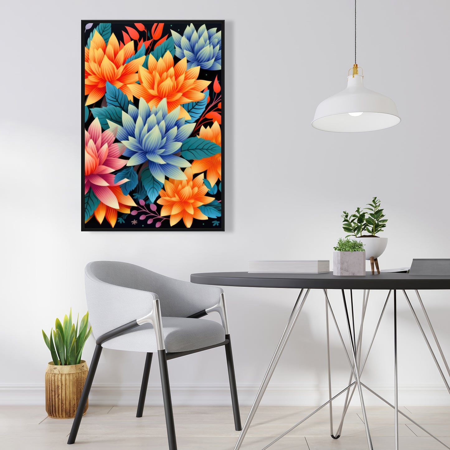 Color Bouquet - Pink Framed Canvas for Home Decor