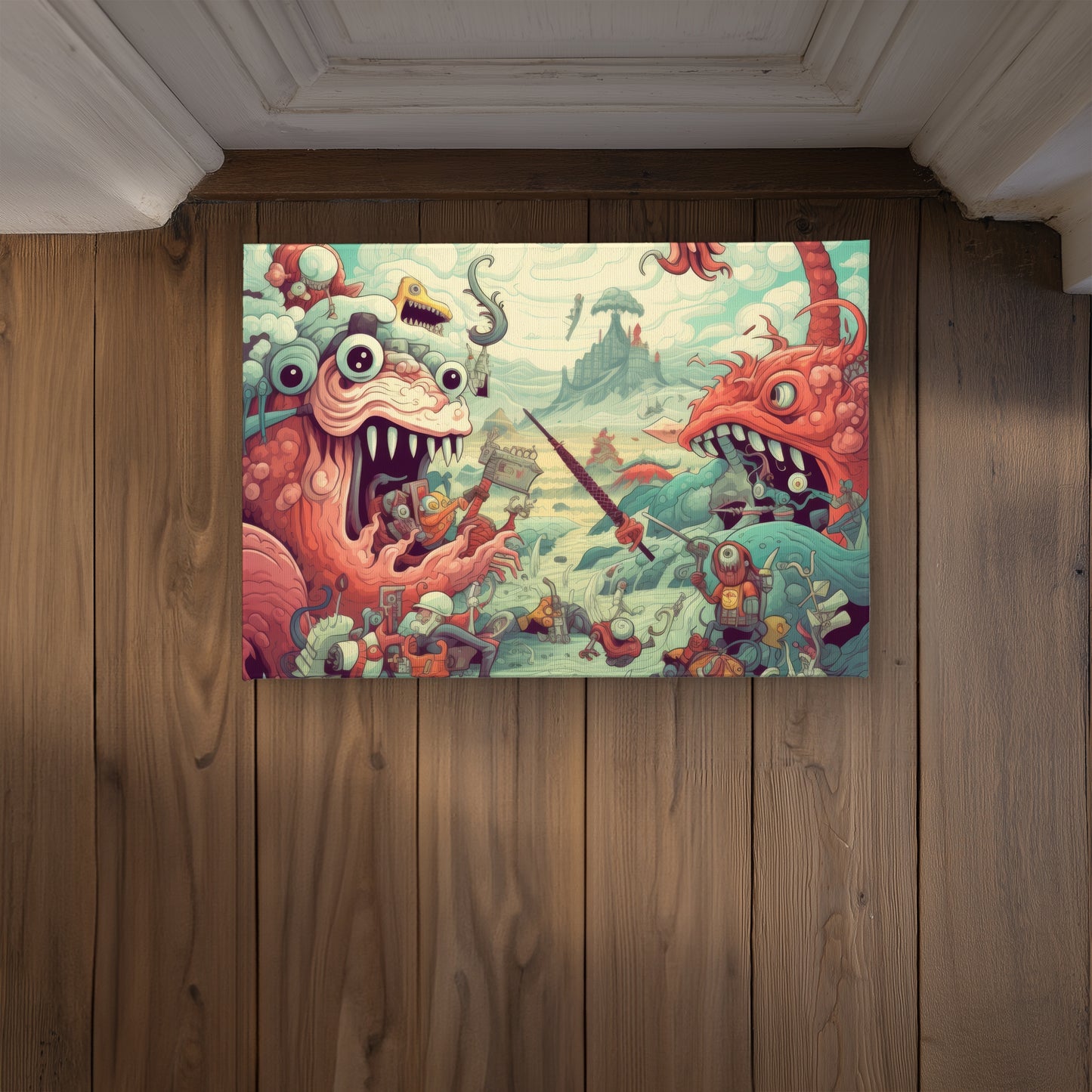 Day of Reckoning Pink Indoor Outdoor Door Mat | Home Decor