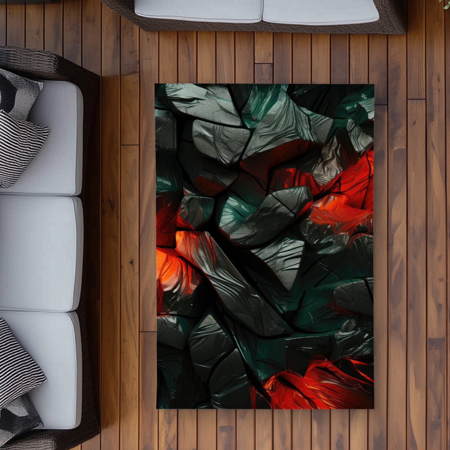 Hiding Under Red Outdoor Area Rug - Stylish Home Decor