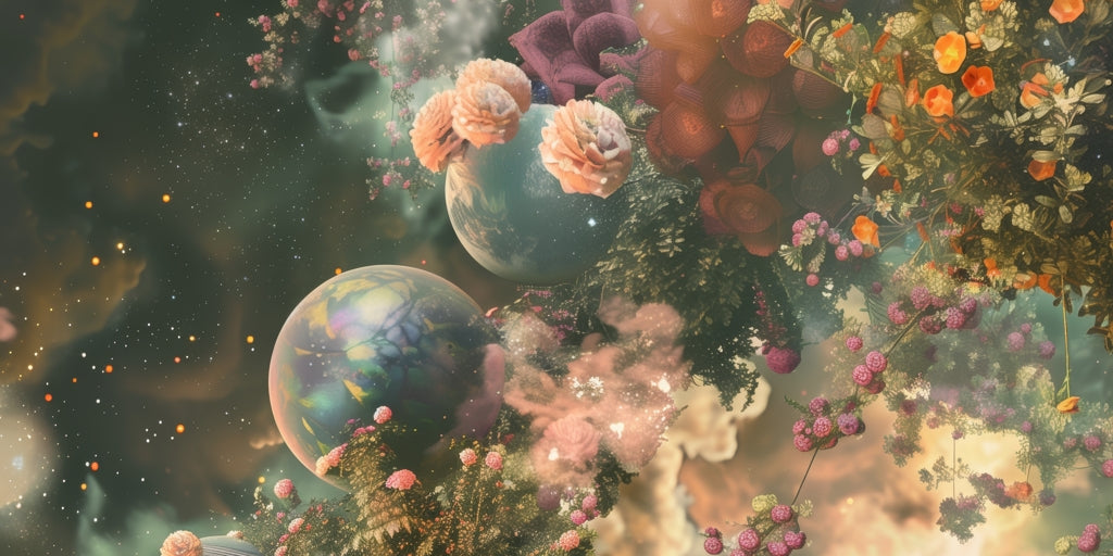 Bloom space - Framed Canvas - Print on demand