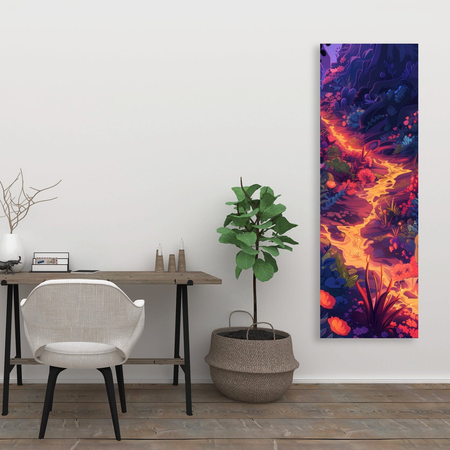 Burning Flowers - Pink Canvas Art for Home Decor | Stylish Decor