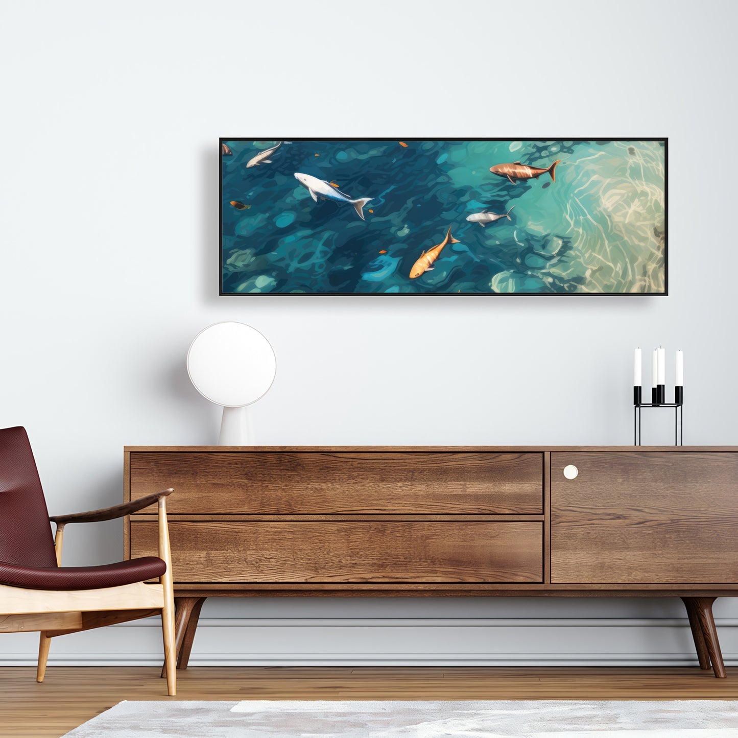Swim ahead - 36"x36" Framed canvas