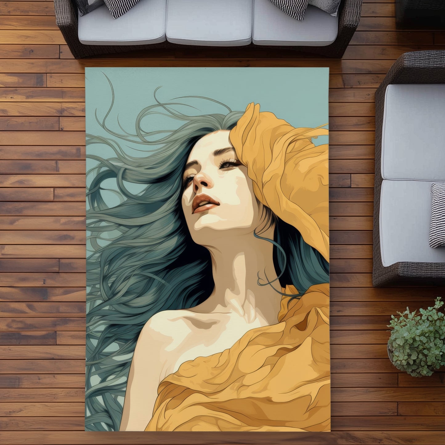 Sensual Flow Beige Outdoor Area Rug | Elegant Home Decor