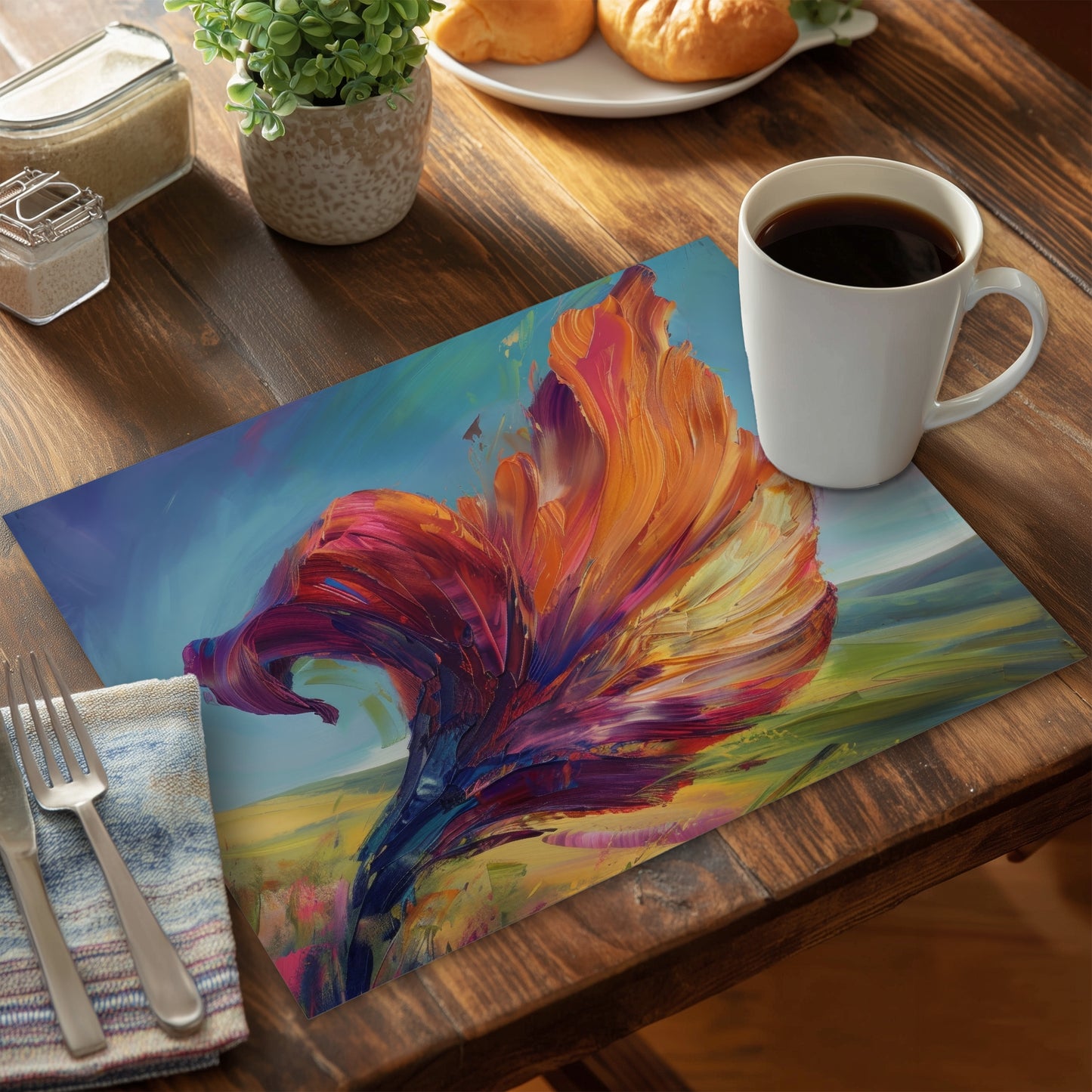 The leaf - Purple Polyester Placemat for Home Decor