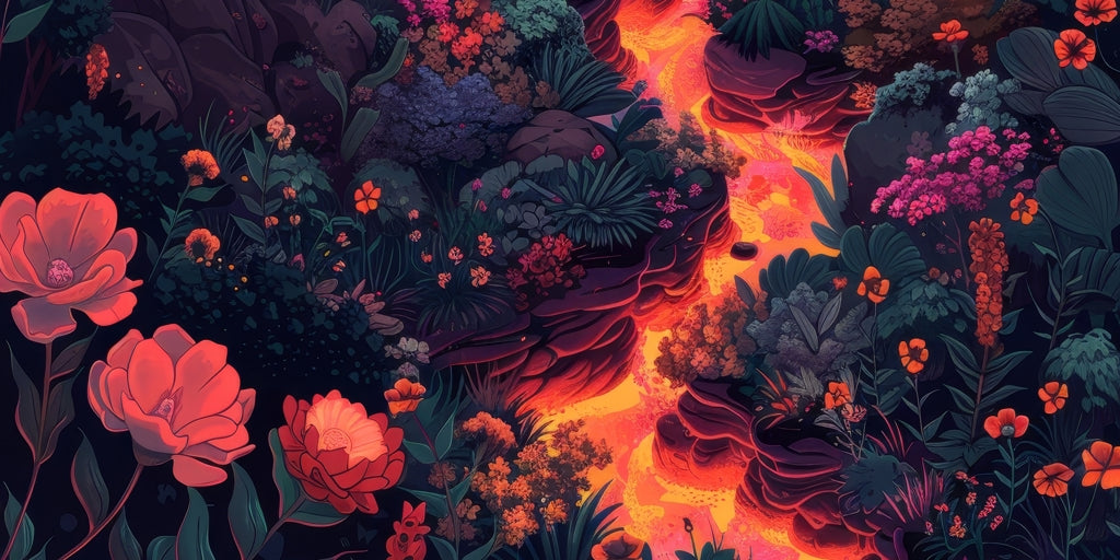 Flowing magma - Orange desk mat for stylish home decor