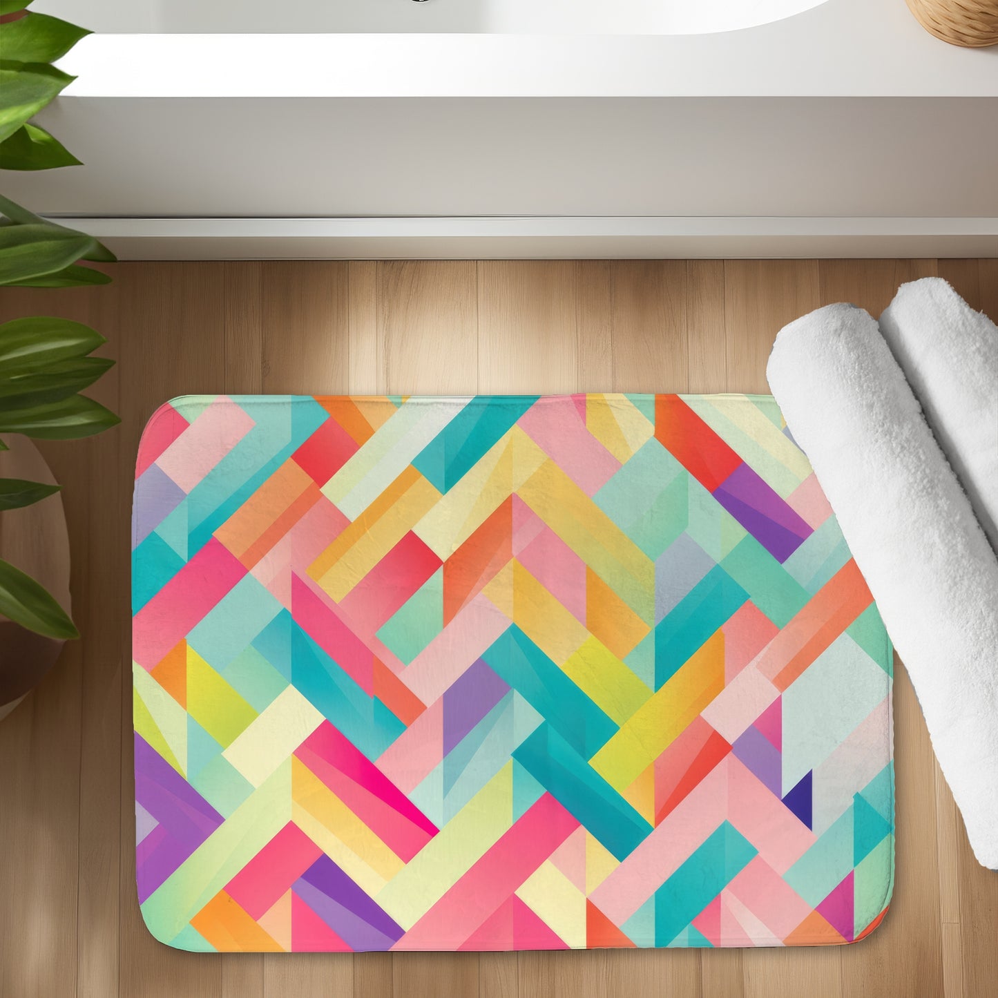 Stripe Harmony Pink Bath Mat | Stylish Home Decor Essential
