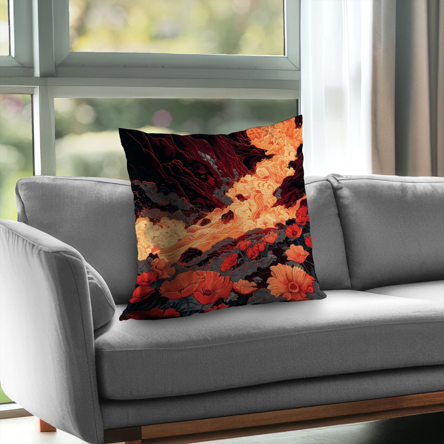 The big burn Orange poly twill throw pillow - home decor insert