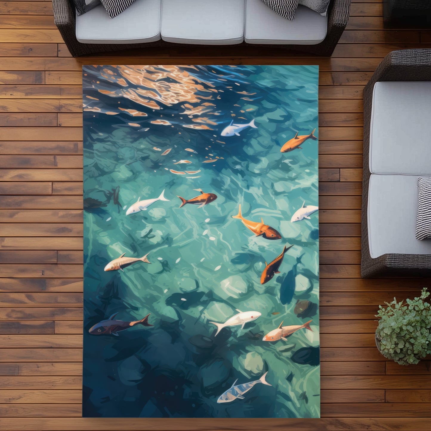 Caustic Fish Orange Outdoor Area Rug | Home Decor Essential